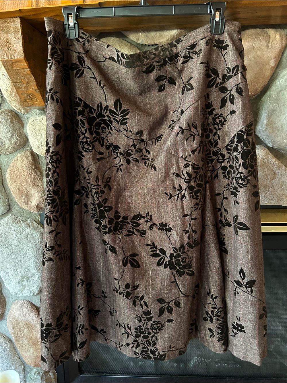 Coldwater Creek Women’s Brown & Velvet Floral A-Line Midi Skirt, Size 2X | NWT